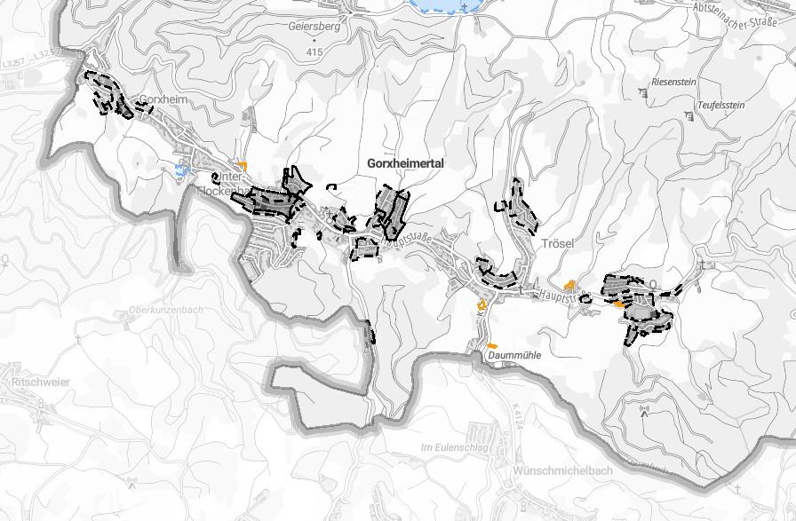 Übersicht Bebauungspläne.jpg Übersicht Bebauungspläne der Gemeinde Gorxheimertal als Auszug aus dem Bürger-Geoinformationssystem (kurz GIS) des Kreis Bergstraße.